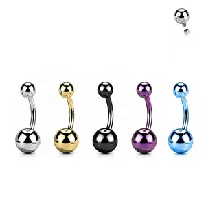Trendy Fashion Jewelry For Women G23 Titanium 14G Banana Belly Button Ring Navel Piercing Jewelry