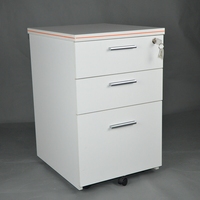Armoire de classement en bois, haute qualité, 3 tiroirs, 5 roues avec roulette, 2 clés, bureau, rangement de fichiers MDF, socle mobile