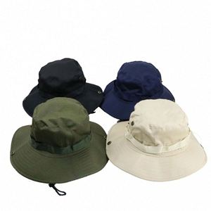 Wholesale High Quality Custom Logo New Fashion Wide Brim Windproof Rope Bucket Beach Mesh Sun Fishing Bonnie <b>Hat</b> <b>for</b> Men - Product Image 1