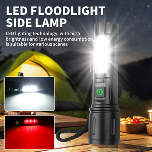 800M <span class=keywords><strong>longue</strong></span> portée 400lumen <span class=keywords><strong>LED</strong></span> lampe de poche Zoomable 1200mAh Rechargeable type-c torche d'urgence pêche chasse Camping lanterne - Product Image 2