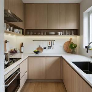 New Furniture Design Modern Wood Panel <b>Kitchen</b> Cabinets Modular <b>Kitchen</b> <b>Cupboards</b> Storage <b>Pantry</b> With Countertop Stone - Product Image 5