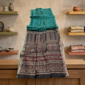 Sari indio tradicional de lino con estampado digital, ropa étnica india exclusiva de última moda para bodas y fiestas, diseño de boutique india. - Product Image 3