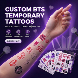 <span class=keywords><strong>Tatuajes</strong></span> <span class=keywords><strong>Temporales</strong></span> Personalizados de Kpop BTS ARMY World Tour 2026 |   Pegatinas Impermeables para Ventiladores |   Directo de Fábrica OEM |   EN71 ASTM CE No tóxico - Product Image 2