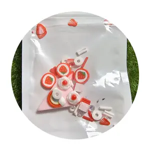 100 Small Bags Sweet Red Strawberry Clay Slices Sprinkles With Resin Cake Charms for Diy Crafts Tumbler Shaker Slime Accessories