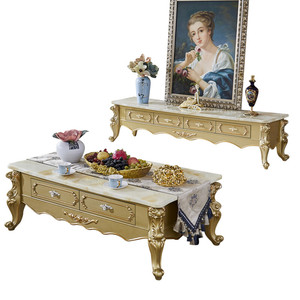 Роскошный кофейный столик в Европейском стиле, комбинированный шкаф для телевизора, деревянный мрамор французского шампанского в американском стиле для гостиной - Product Image 5