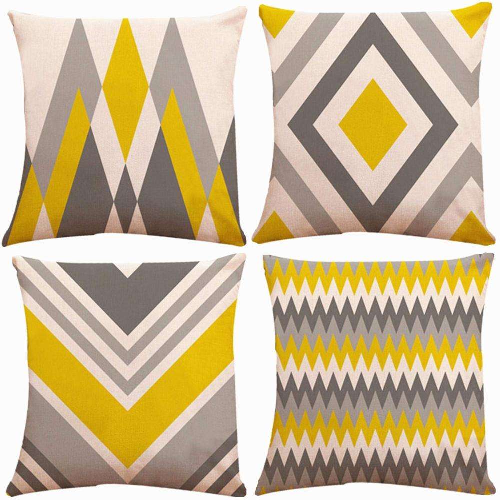yellow geometric pillow