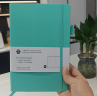 En stock, carnet de notes en cuir PU de haute qualité A5, 160 pages, lignes pointillées à l'intérieur, couleur unie, reliure cousue, avec bande élastique, cuadernos de bureau