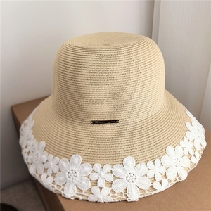 Sombrero de <span class=keywords><strong>Paja</strong></span> de Ala Ancha de Moda con Flores Elegantes Bordadas, Gorro de Pescador para Playa, Sombrero de Sol para Mujer, Sombrero de <span class=keywords><strong>Paja</strong></span> - Product Image 6