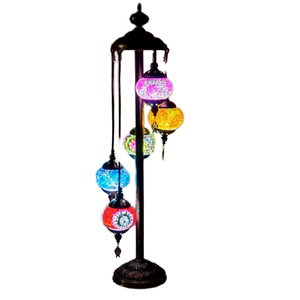Decorative LED Night Light 5 Globes Turkish Mosaic <b>Moroccan</b> Retro Design Dimmable Multicolored Wrought Iron Glass <b>Floor</b> <b>Lamp</b> - Product Image 1