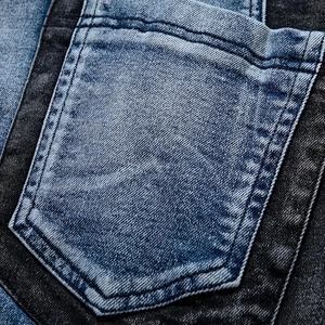 Pantalon long slim à taille haute de style vintage personnalisé, pantalon en denim patchwork, coupe régulière, jean pour homme, adapté aux voyages - Product Image 5