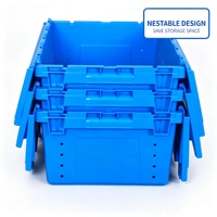 Caisse logistique en plastique empilable avec couvercle intégré, 600*400*370mm, bac de rangement pour entrepôt et distribution