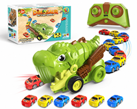 EPT 12 Mini Coches Magnéticos Juego de Serpiente con Luz y Sonido, Deformación con un Toque, Control Remoto de 2.4 GHz, Juguete de Coche Dinosaurio