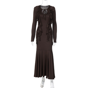 FS11359A New Arrival <strong>Clothes</strong> Women Casual Maxi Dress Pleated Dresses - Product Image 6