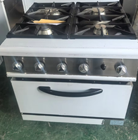Cuisinière à quatre brûleurs en acier inoxydable Ruitai avec four, mode d'économie d'énergie au gaz commercial, facile à nettoyer, double combustible