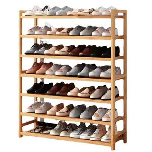 Armoire à chaussures multifonctionnelle en bambou à 6 niveaux pour la maison Étagère de rangement de chaussures en bambou