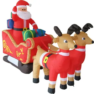 热豪华充气圣诞老人雪橇 w/驯鹿圣诞装饰