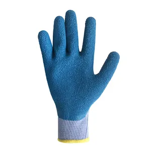 Hot sale high quality textile/cotton work gloves with wrinkled top coating