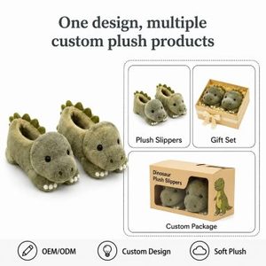 Pantofole Personalizzate a Forma di Dinosauro, Morbide Ciabatte Imbottite a Forma di Animale per Promozione del Marchio, Basso MOQ, OEM ODM - Product Image 2