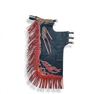 Chaleco de poliéster con diseño de llamas y flecos rojos para rodeo, unisex, para montar a caballo - Product Image 1