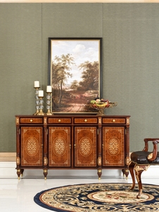 Đồ Nội Thất Kiểu Anh Cho Phòng Khách Nội Thất Kiểu Cổ Gỗ Gụ Tủ Gỗ Cứng Vỏ Đồng Trang Trí Dát 4 Ngăn Kéo 4 Cửa Tủ - Product Image 4