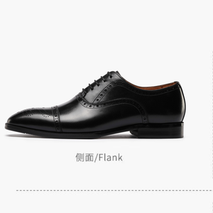 Chaussures Richelieu Oxford en cuir noir pour hommes, en cuir de veau pleine fleur italien, semelle en caoutchouc, pour occasions formelles, affaires, mariage, printemps, chaussures de luxe - Product Image 3