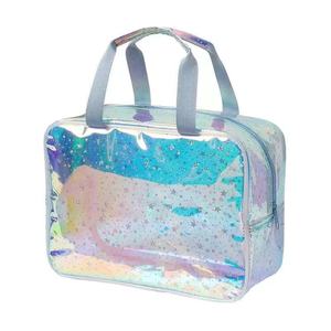 Meilleures ventes de sac de maquillage en TPU souple transparent holographique rose - Product Image 1