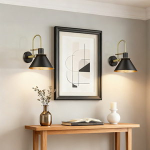 Lampes murales modernes en fer noir E27, commande par interrupteur LED, pour salon, chambre à coucher, entrée - Product Image 1