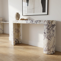 Table console en marbre Calacatta Viola au design moderne, personnalisable par le fabricant, 1300*350*750mm, 65KG, poids léger, pierre naturelle