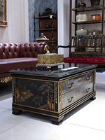 Yips LD-2005-1917 peint à la main motif de paysage chinois Antique dessus en marbre Table basse Chinoiserie meubles de salon