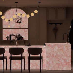 Yushi đánh bóng ánh sáng tự nhiên màu Hồng <span class=keywords><strong>Onyx</strong></span> tăng màu Hồng đá cẩm thạch đá nhà bếp Countertop ăn uống Bàn cà phê - Product Image 2