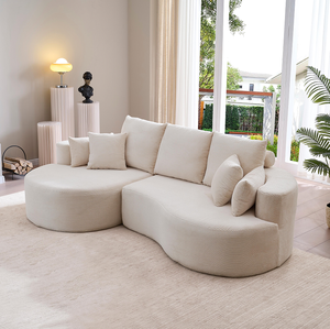 106 In. Ensemble de canapé sectionnel incurvé en tissu, 2 pièces, moderne et inclinable, avec chaise longue, pour villa, salon, chambre, appartement - Gris - Product Image 1