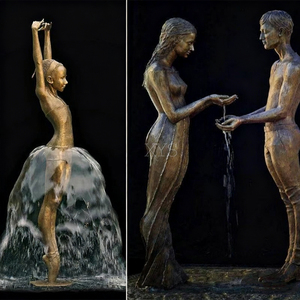 Statua <span class=keywords><strong>Fontana</strong></span> Moderna in Bronzo a Grandezza Naturale di Ballerina Danzante, Figurina 3D Fusa a Mano con Stampa Offset, Arte di Moda - Product Image 4