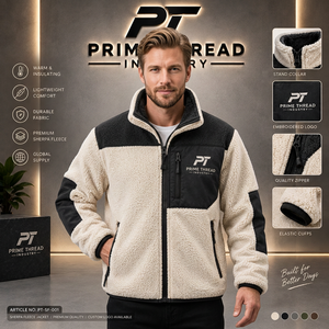 Veste en polaire sherpa sur mesure pour homme, col montant, fermeture éclair, chaude, décontractée, pour l'hiver, vêtement d'extérieur, veste sherpa zippée OEM, écologique - Product Image 1