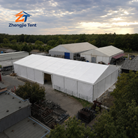 Tente d'entrepôt préfabriquée en alliage d'aluminium avec couverture en PVC imperméable, structure à travée libre, bâtiment de stockage temporaire pour exposition industrielle