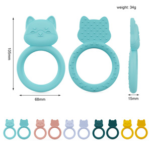 Silicone <b>Cat</b> <b>Ring</b> Teether For Babies 0-24 Months Soft Chew Toy With Texture Design Multicolor Options - Product Image 3
