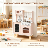 Juego de Cocina de Madera para Niños con Estufa, Microondas y Cafetera, Juguete Educativo de Juego de Roles para Niños