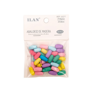 Perline in legno Ilan 7x15mm multicolori ovali per la creazione di gioielli - Product Image 1