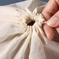 Sac en mousseline à cordon 13x16cm en coton naturel non blanchi pour infuser les herbes, le café, le thé, les soupes, les sauces et les bouillons