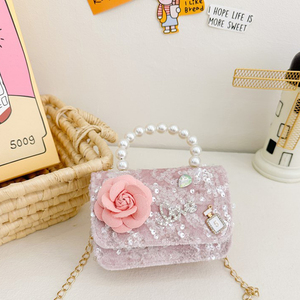 Wholesale Kids Floral Decor Pearl Candy <b>Bag</b> Cute Mini Shoulder <b>Bag</b> Tiny Coin Purse Gift - Product Image 1