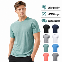 T-Shirt Sportiva da Uomo Personalizzata OEM con Logo Stampato, Traspirante, Anti-Pilling, in Tessuto Elastico Morbido di Alta Qualità