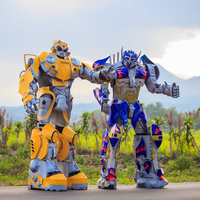 Costumes de robot de carnaval et de cosplay à prix abordable, populaires Nanchi, jaunes et bleus, pour spectacles, avec LED et pour marcheurs sur échasses