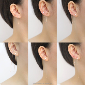 14K リアル ゴールド スタッド ピアス トレンディ シンプル スタイル プレーン ゴールド 14K 18K ローズ ゴールド イヤリング ファイン ジュエリー 卸売 ジルコン ピアス - Product Image 1