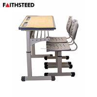 Table de lecture en plastique pour bibliothèque, banc d'école, collège, université, ensemble double bureau et chaise pour étudiants