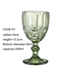 Customized Color Embossed Goblet Vintage Wine Glass For Hotel Party Carton Glass Cups Modern Personality Glass Water CN FUJ N/A