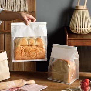 ถุงขนมปังแบบตั้งได้ ทำจากกระดาษฝ้ายพิมพ์ลายตามสั่ง พร้อมหน้าต่างใสและซีลแบบกัสเซ็ต สำหรับบรรจุภัณฑ์อาหารปิ้งย่างแบบนำกลับบ้าน - Product Image 2