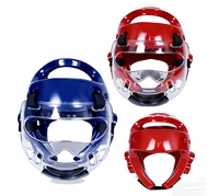 Masque facial transparent détachable en PC pour la vente en gros, avec casque de Taekwondo, Karaté, Boxe, absorbant les chocs pour l'entraînement et le sparring