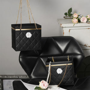 Toptan taşınabilir kağıt çiçek paketi kutusu zincir kare pembe katlanır hediye taşıyıcı çanta lüks çiçek buketi çanta - Product Image 2