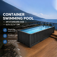 Piscine hors sol rectangulaire en fibre de verre portable d'extérieur, épaisseur 10 mm, 20 pieds x 40 pieds, type conteneur