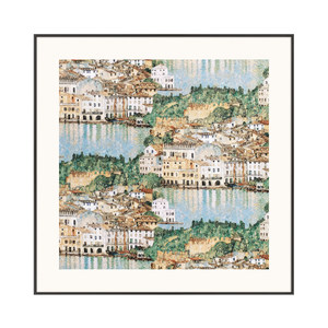Décoration Murale Paysage Luxe Style Américain <span class=keywords><strong>Lac</strong></span> <span class=keywords><strong>de</strong></span> Garda avec Cadre Métallique pour Salon/Salle à Manger et Mur d'Accent d'Entrée - Product Image 4