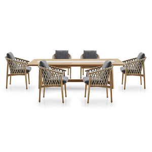 Bắc Âu hiện đại ngoài trời Bàn và ghế đặt ban công vườn mây ghế tròn Bàn Ăn Gỗ tếch ngoài trời Bàn đồ nội thất - Product Image 5